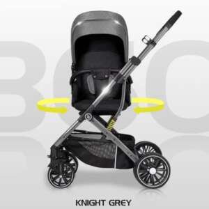 Poussette bébé rotative à 360 degrés valise GRIS