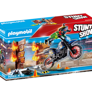 Playmobil Stuntshow- Pilote de moto et mur de feu