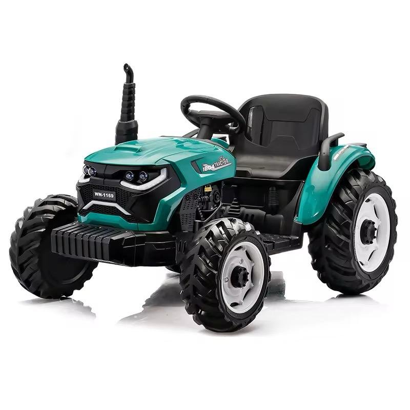 Tracteur électrique 12V avec remorqueur et télécommande - Vert – Image 3
