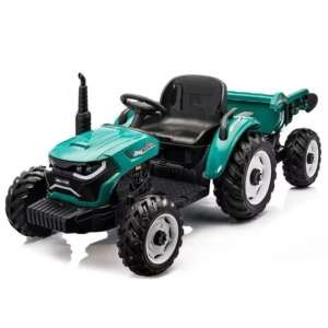 Tracteur électrique 12V avec remorqueur et télécommande - Vert