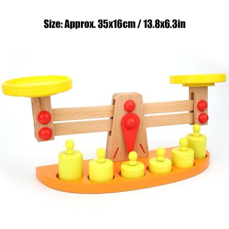 Balance en bois avec 6 poids pour bébés enfants – Image 5