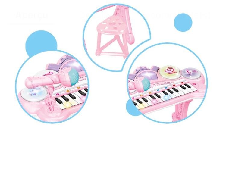 Piano a 24 touches avec Microphone - Rose – Image 3
