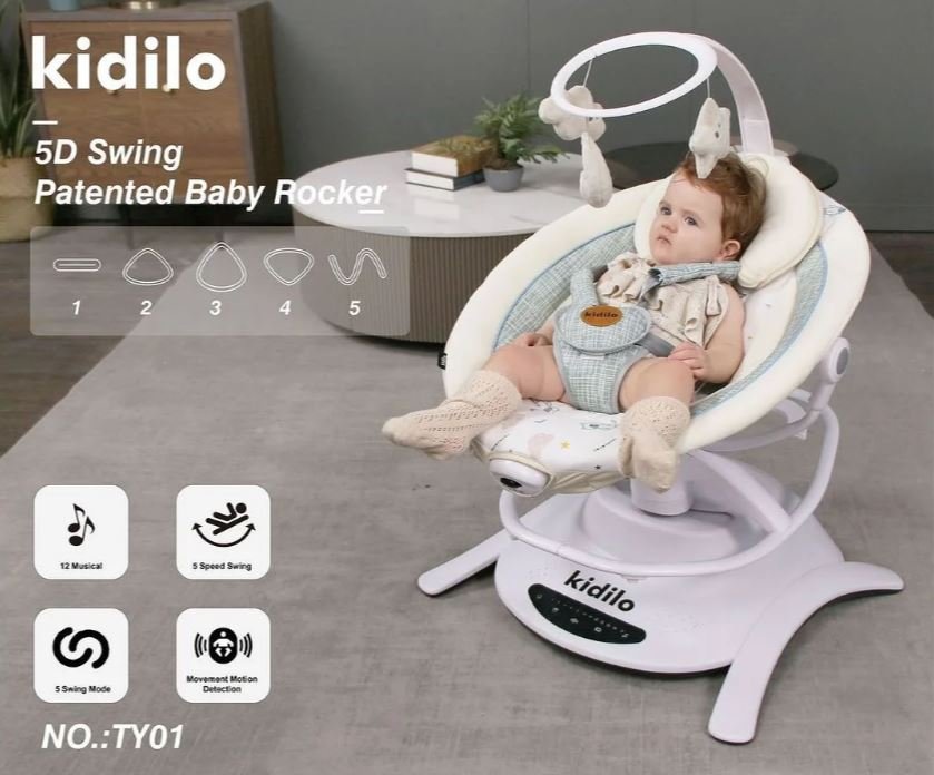 Balancelle électrique 2en1 pivotante à 360° avec télécommande | Kidilo