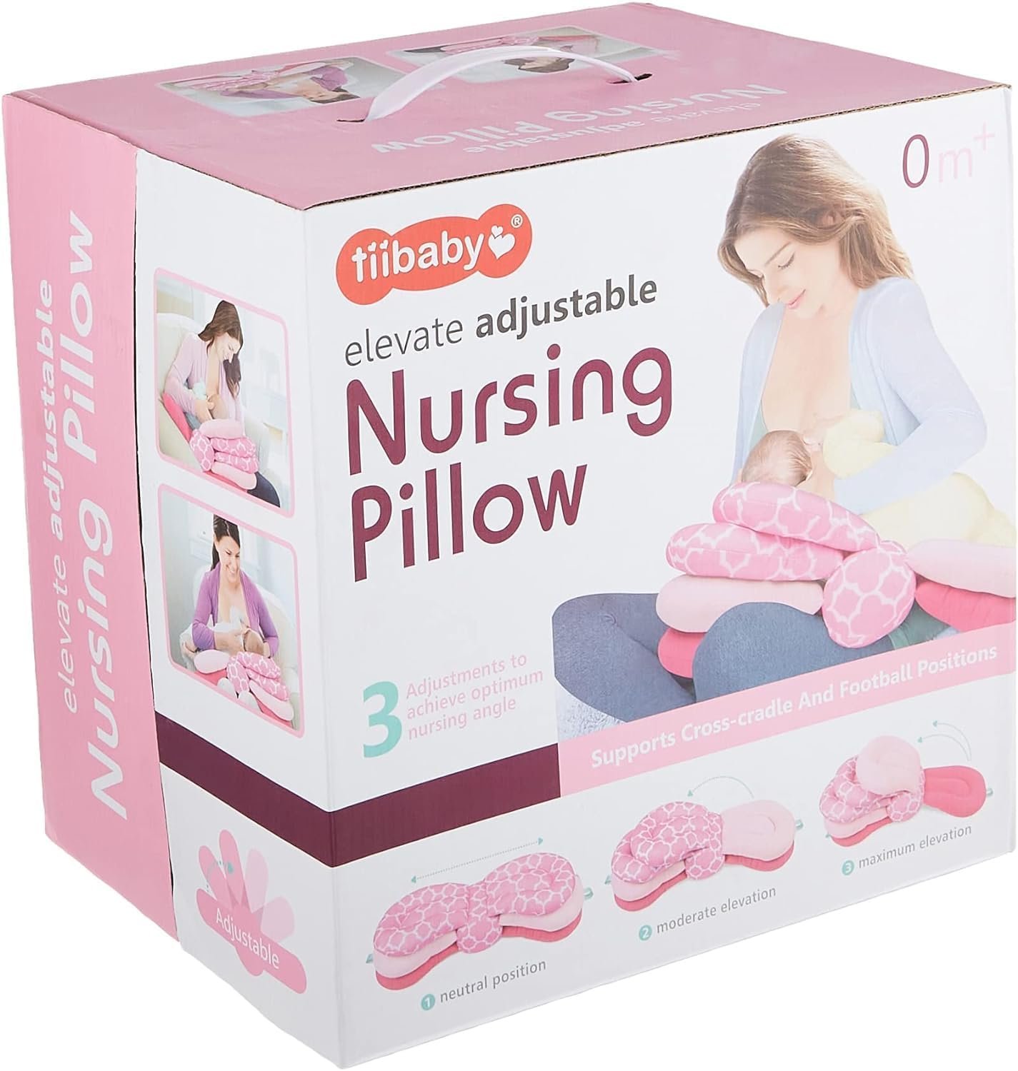 Coussin d'allaitement pour bébé hauteur réglable Rose
