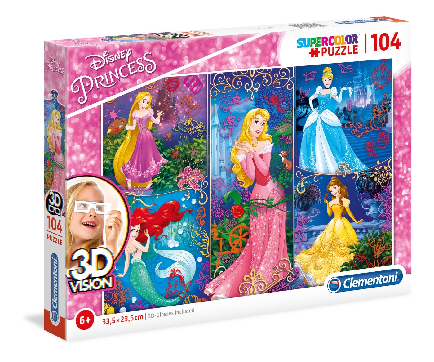 Disney Princess - 104 pièces - 3D Vision Puzzle -Clementoni