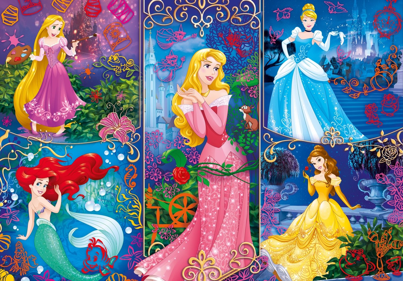 Disney Princess - 104 pièces - 3D Vision Puzzle -Clementoni – Image 2