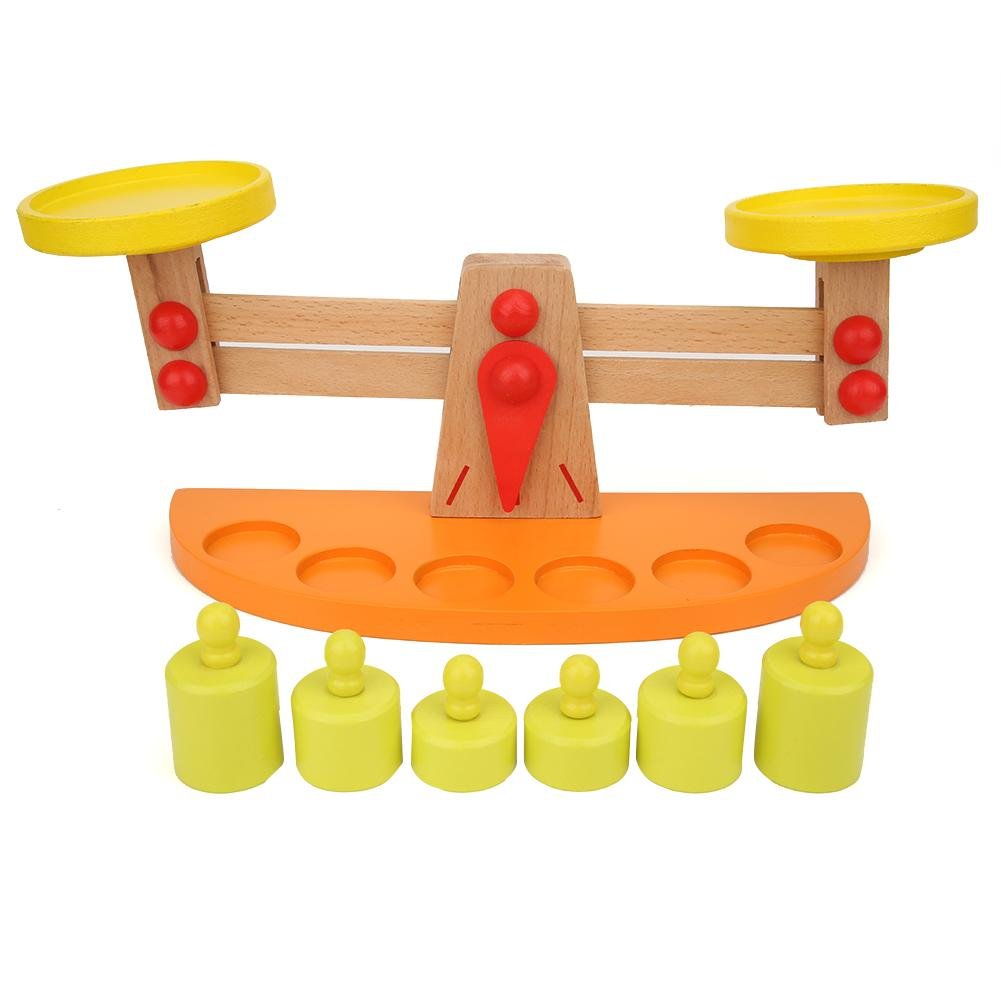 Balance en bois avec 6 poids pour bébés enfants – Image 2