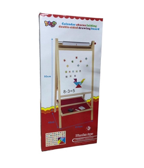 Tableau double face en bois magnétique pliable - 93 cm x 43,5 cm – Image 3