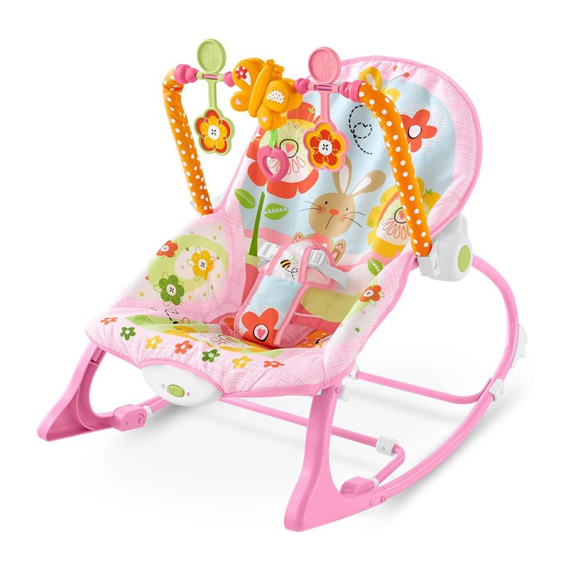 Transat bébé Electrique Vibrant et Musical- Relax Rose