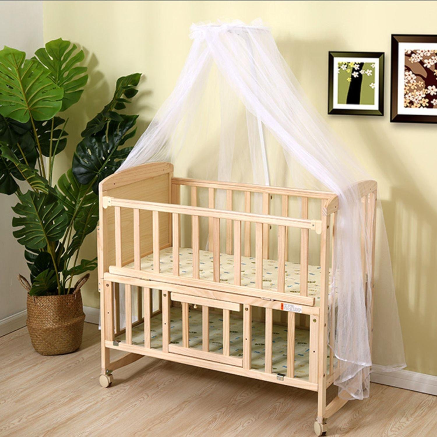 Lit bébé en Bois Cododo avec moustiquaire 120x60cm – Image 2
