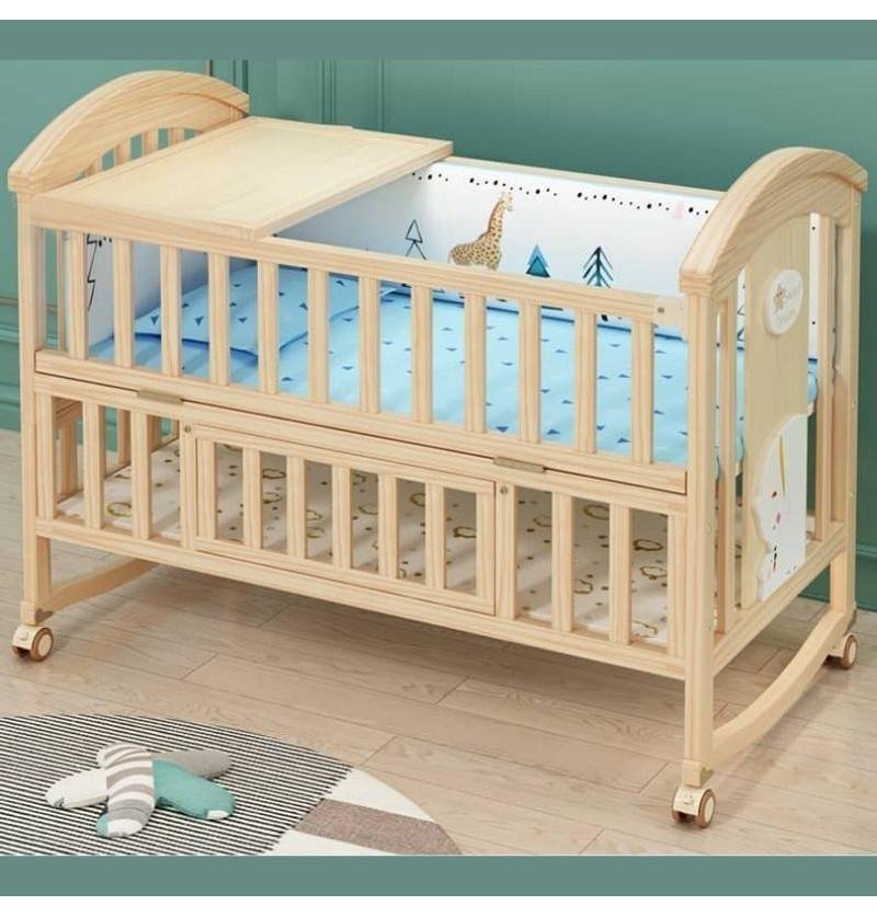 Lit bébé en Bois Cododo avec moustiquaire 120x60cm – Image 9