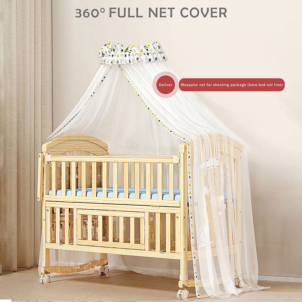 Lit bébé en Bois Cododo avec moustiquaire 120x60cm – Image 8