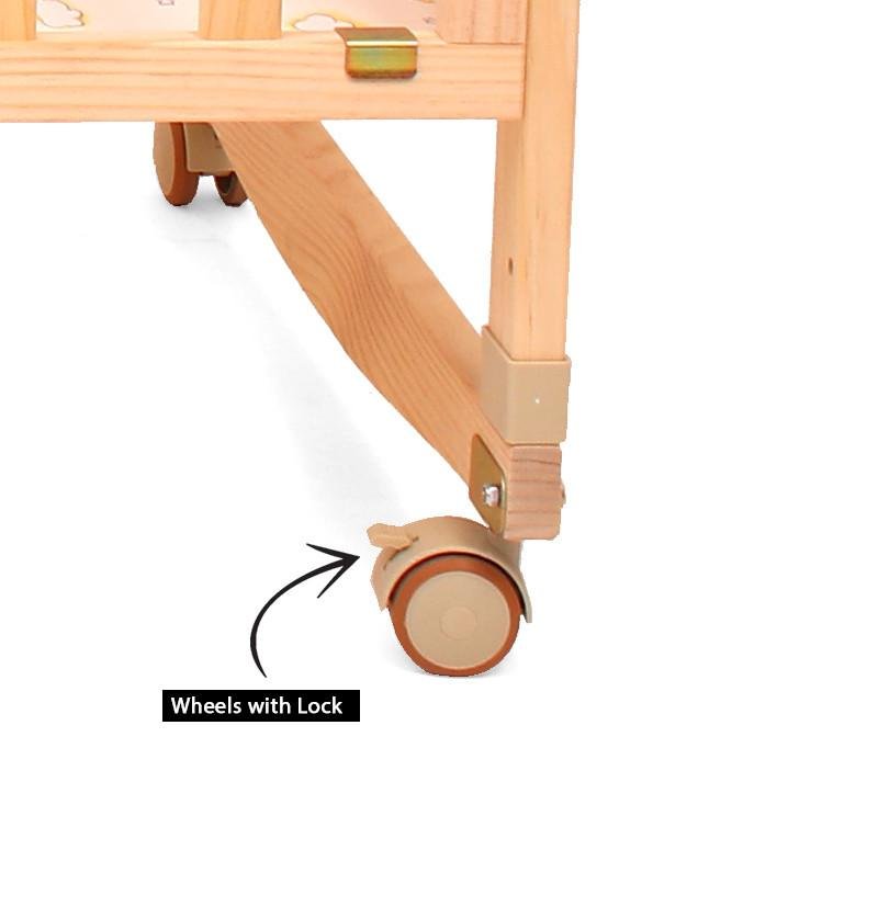 Lit bébé en Bois Cododo avec moustiquaire 120x60cm – Image 3