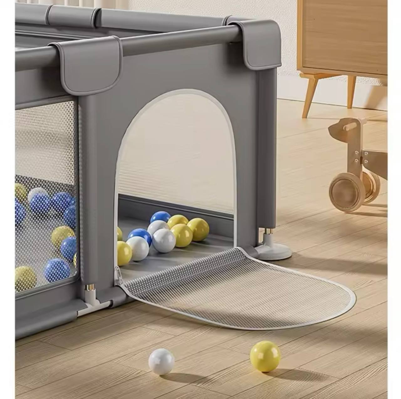 Grand Parc de jeu pour bébés, 180 x 200 cm Gris – Image 3