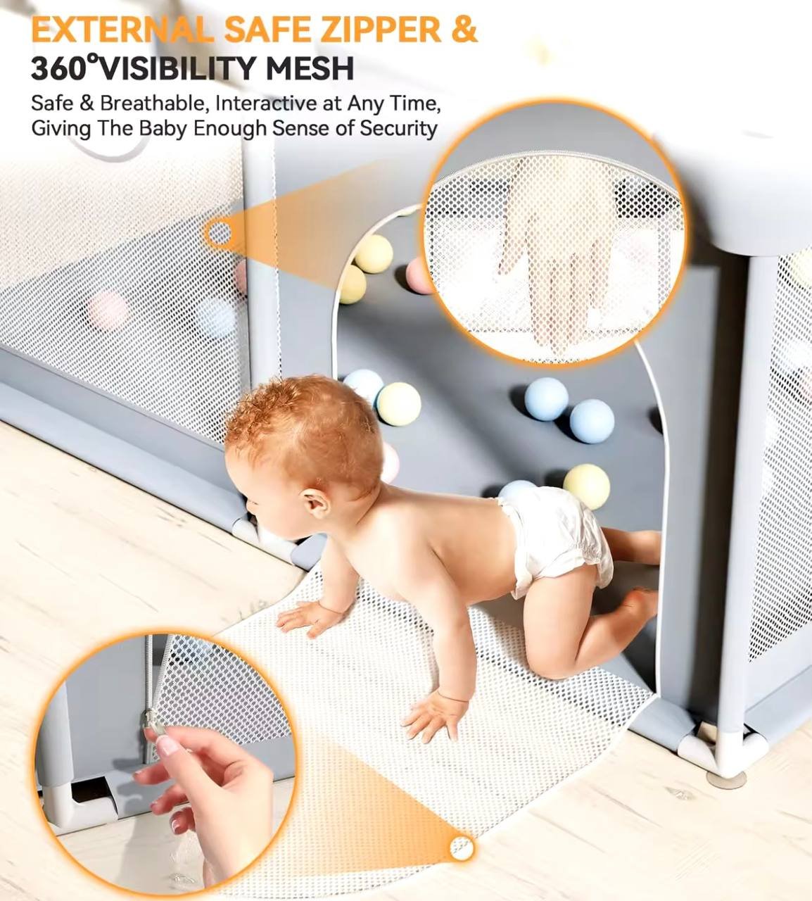 Grand Parc de jeu pour bébés, 180 x 200 cm Gris – Image 8