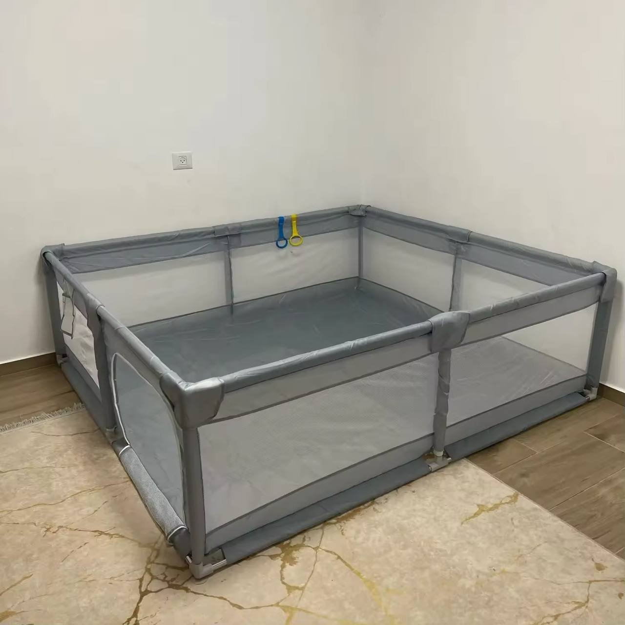 Grand Parc de jeu pour bébés, 180 x 200 cm Gris – Image 11