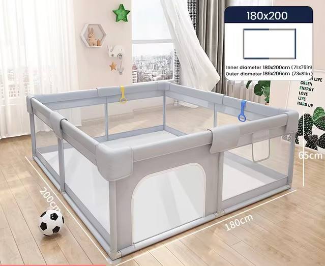 Grand Parc de jeu pour bébés, 180 x 200 cm Gris – Image 10