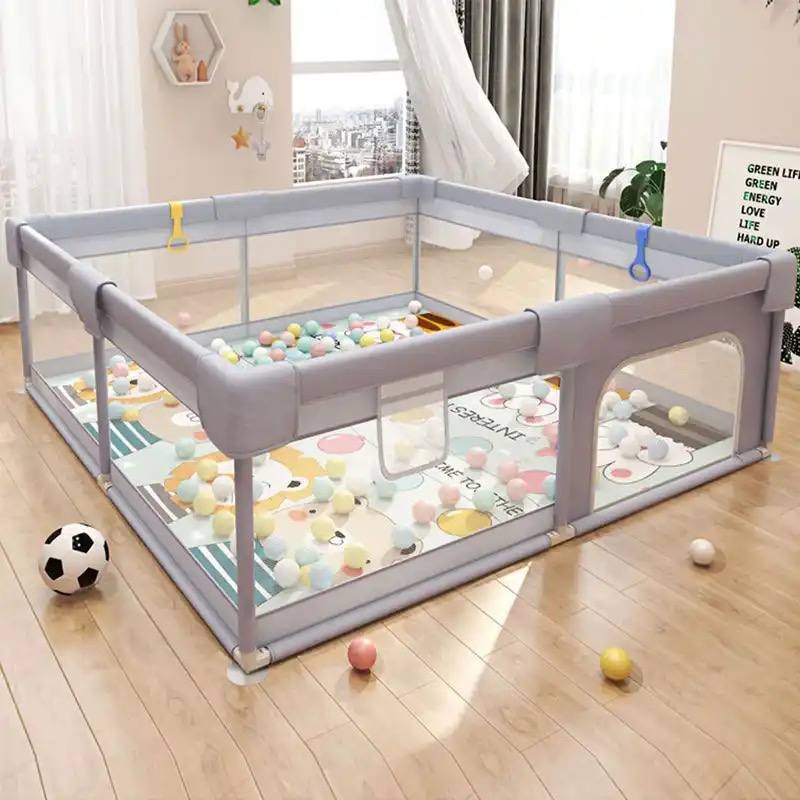 Grand Parc de jeu pour bébés, 180 x 200 cm Gris – Image 7