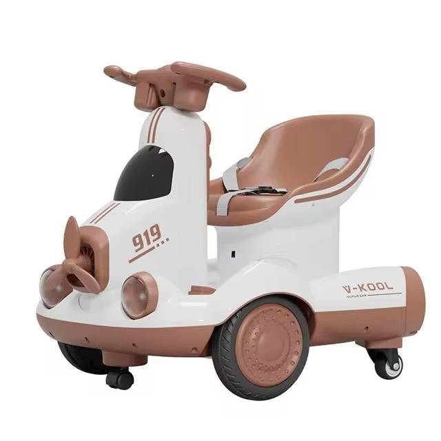 Moto électrique 6V Avion Futuriste avec télécommande - Marron