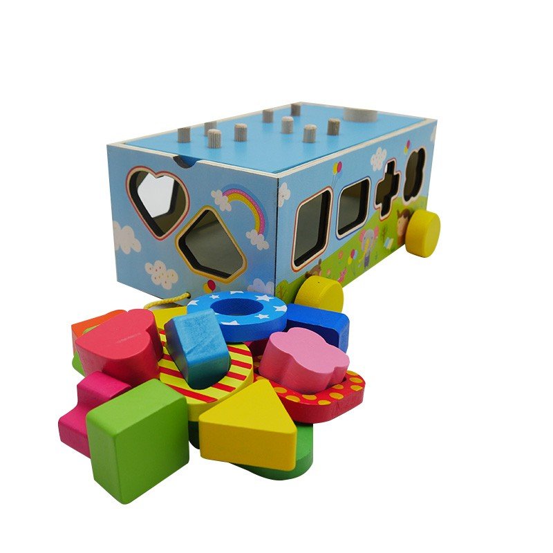 Voiture Trieur de formes colorés en bois – Image 2