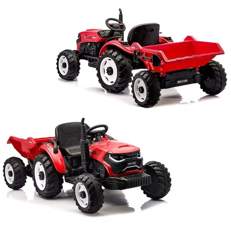 Tracteur électrique 12V avec remorqueur et télécommande - Rouge – Image 2
