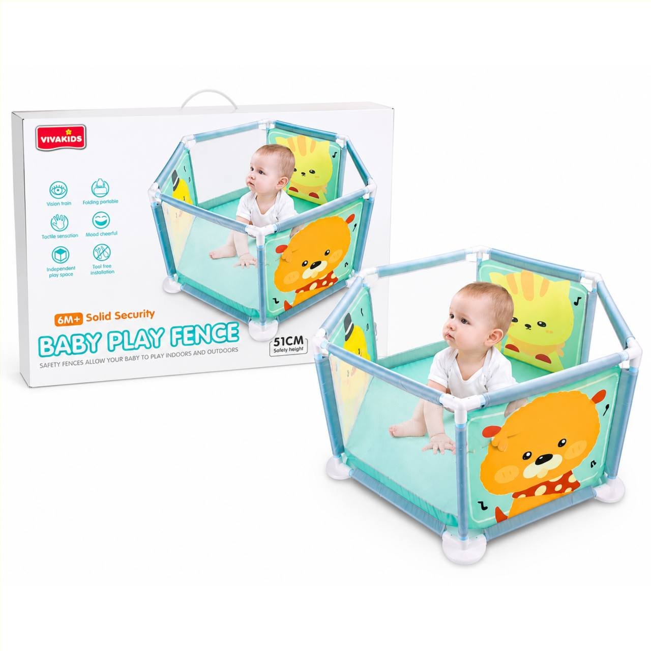Parc de jeu pour bébé hexagonal Clôture de 51 cm d'hauteur