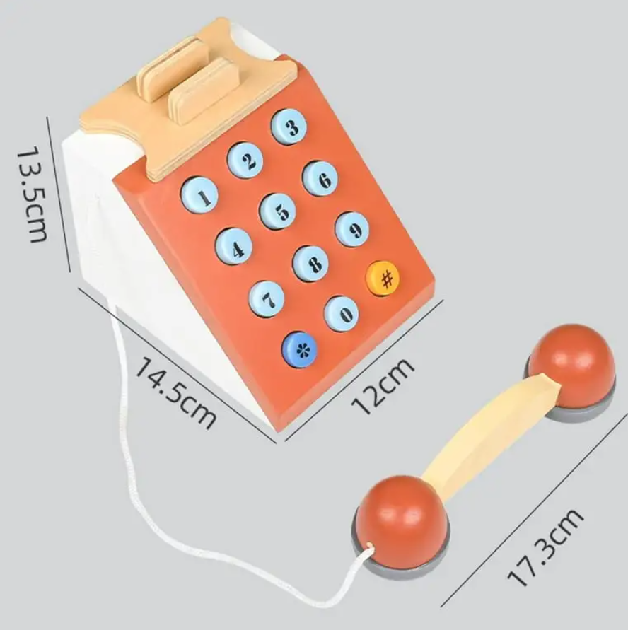 Téléphone rétro en bois pour enfants – Image 3